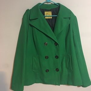 Green Buttoned Pea Coat